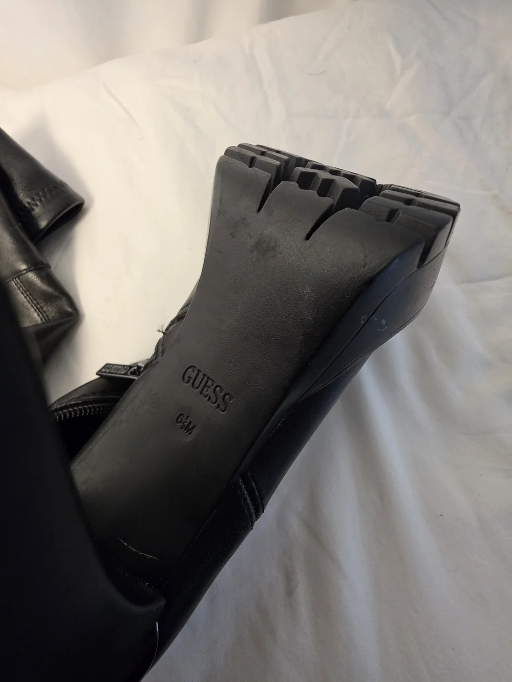 GUESS Black Faux Leather Over-the-Knee Platform Lug Sole Boots Size 6.5